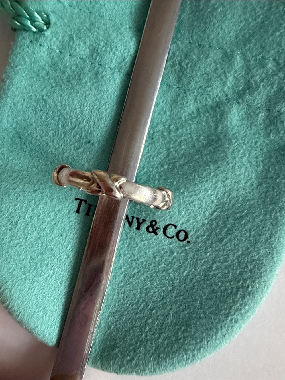 Tiffany & Co 925 sterling ring cross-stitch - Picture 3 of 4